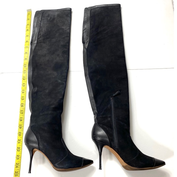 Sophia Webster Hallie Nubuck Leather Over the Knee Heel Boot in Black - Picture 13 of 16